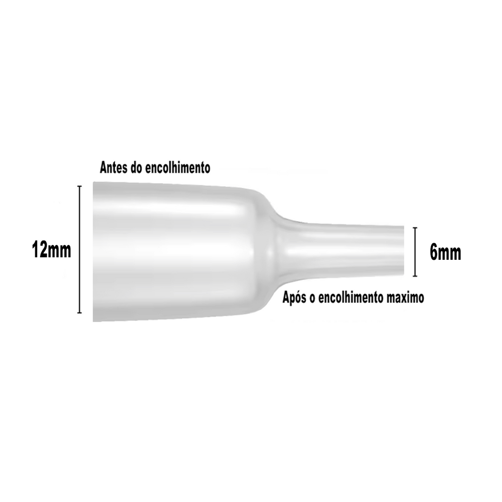 1m termo retrátil transparente 12mm para Chicote automotivo