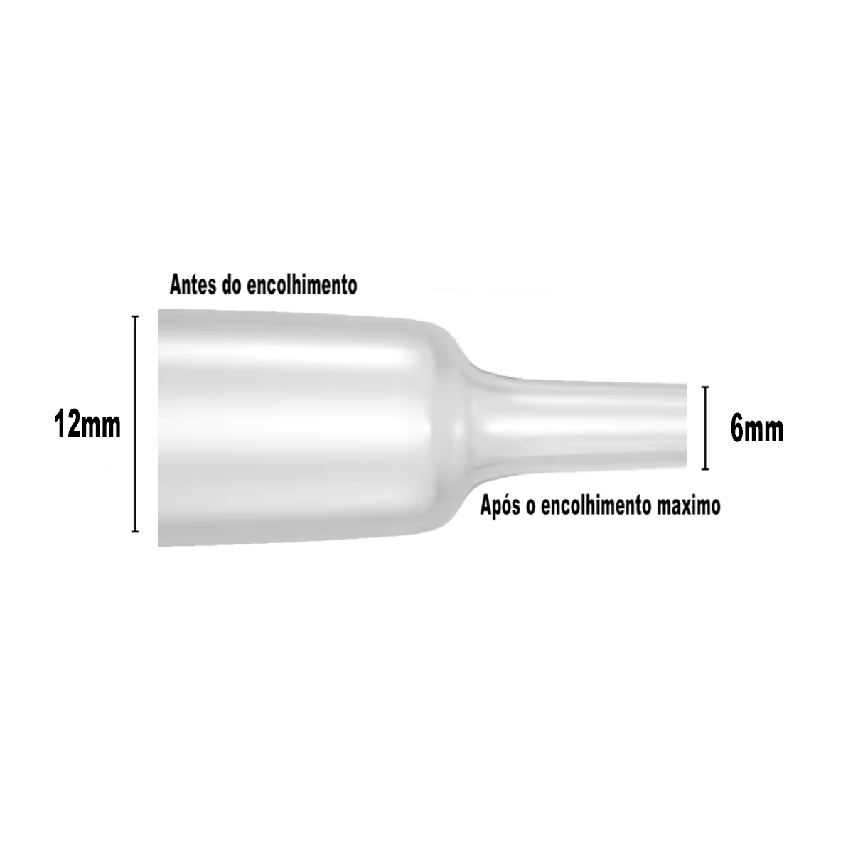 1m termo retrátil transparente 12mm para Chicote automotivo