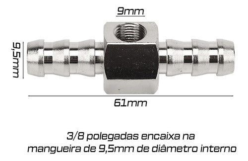 Adaptador T pressão de combustível linha 3/8 p/ PS10 1/8NPT