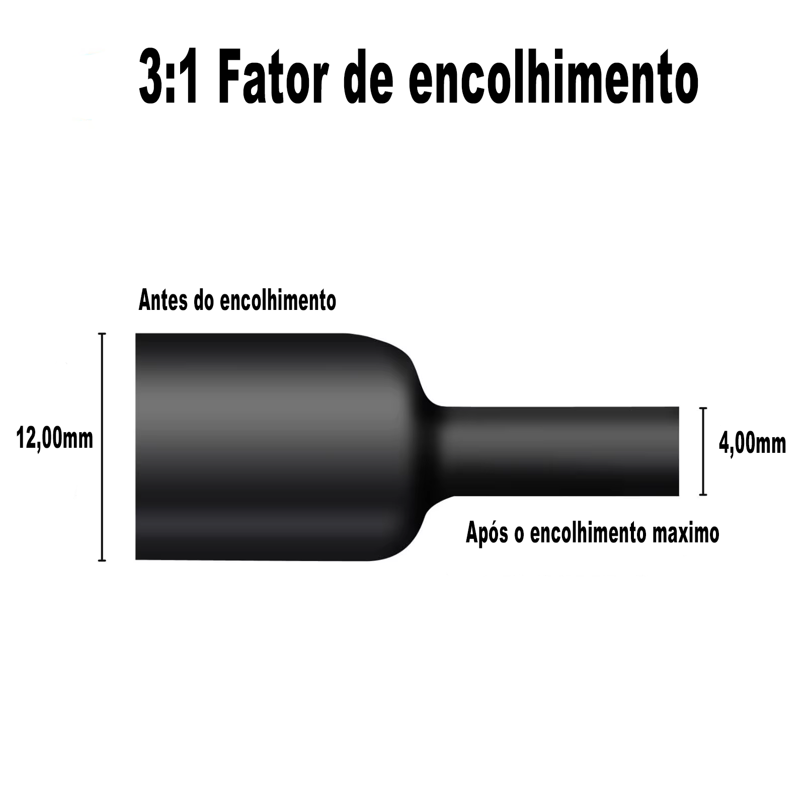 1m termo retrátil com cola 1/2 12mm para Chicote automotivo