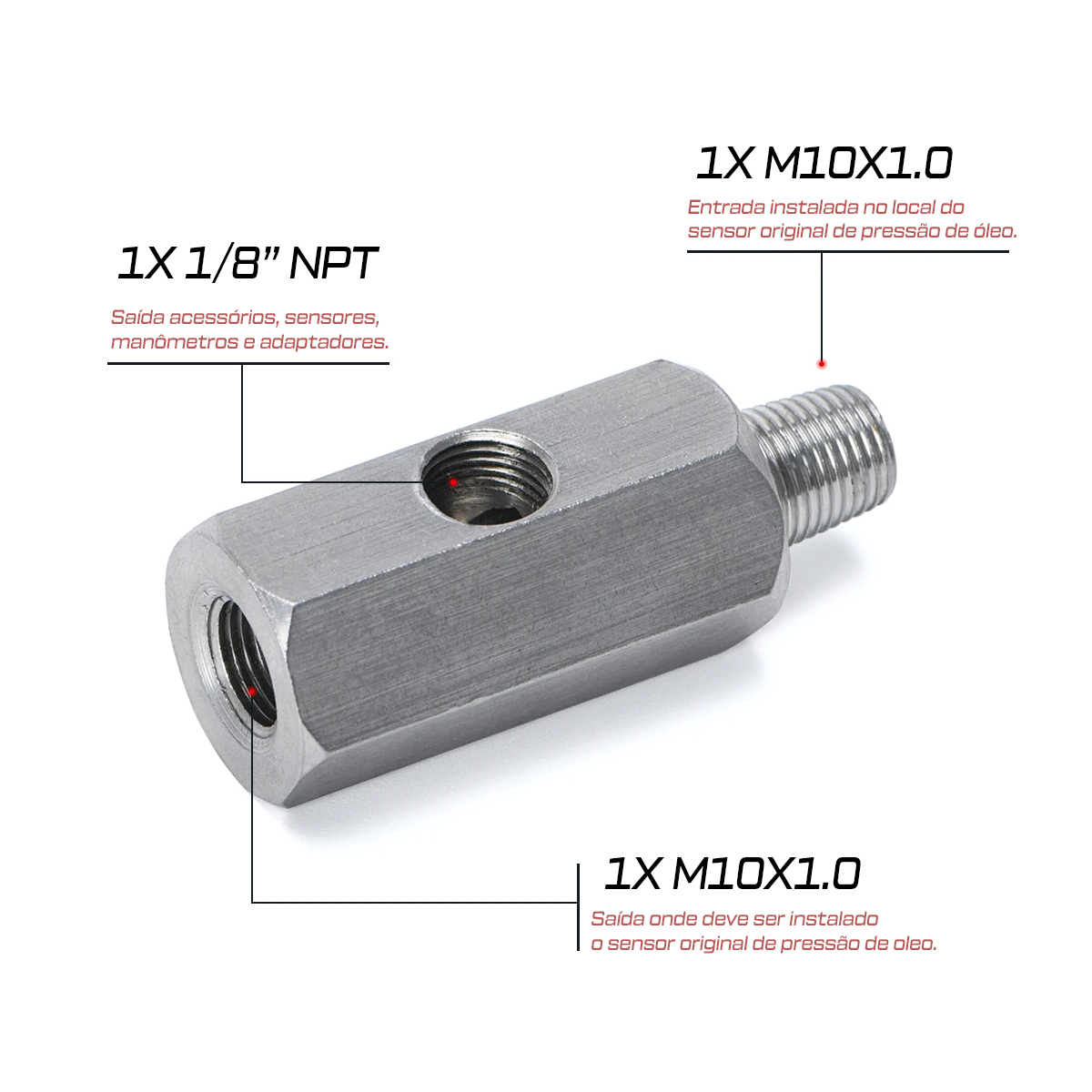 Adaptador para medição de pressão de óleo com PS10 M10X1.0