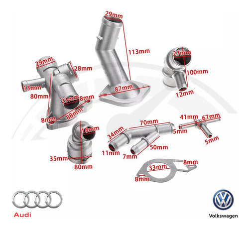 Kit 6 Peças Conexão Alumínio Audi A3 Vw Golf Mk4 20v Turbo