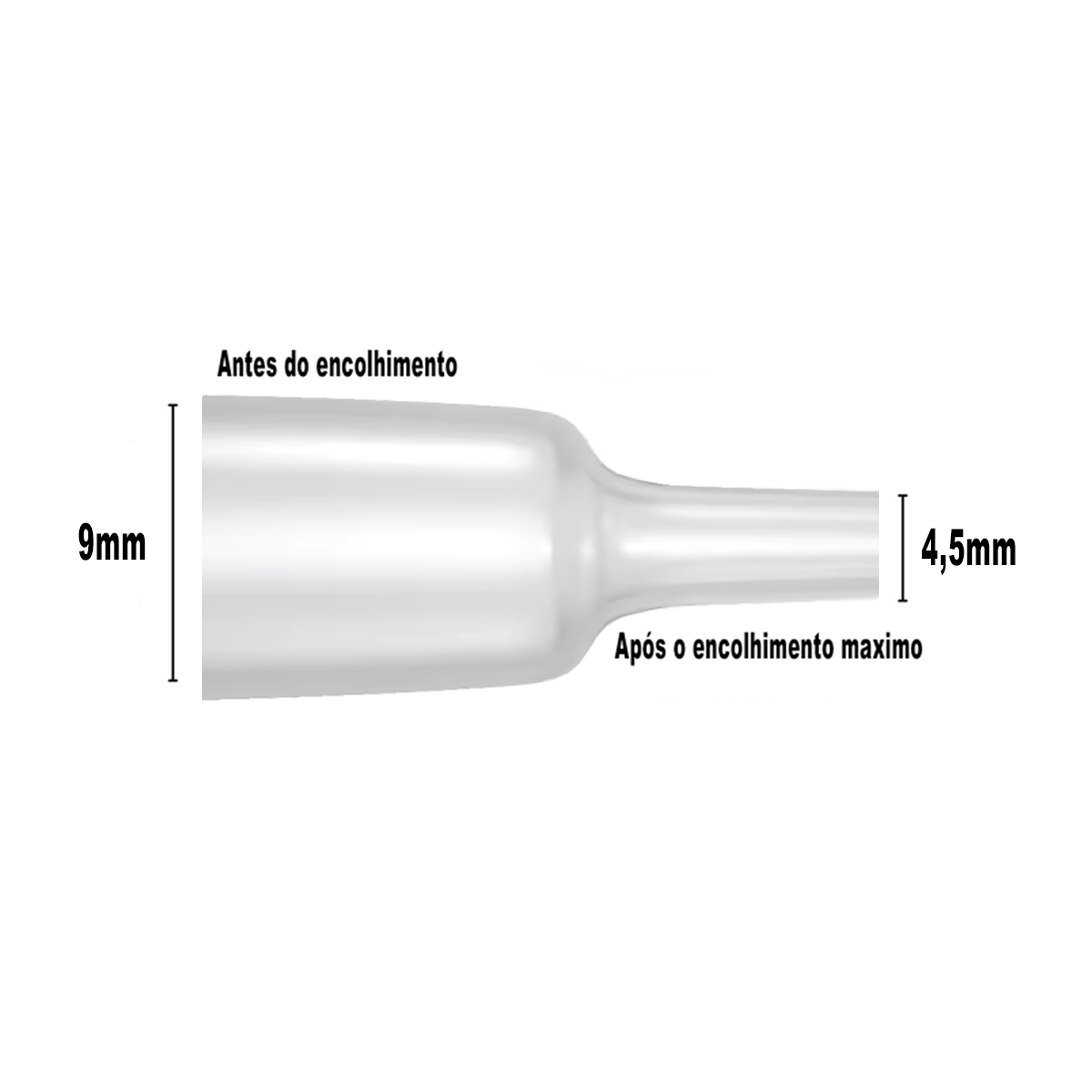 1m termo retrátil transparente 9mm para Chicote automotivo